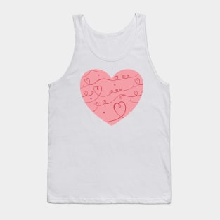 Big cute pink heart with doodle pattern. Tank Top